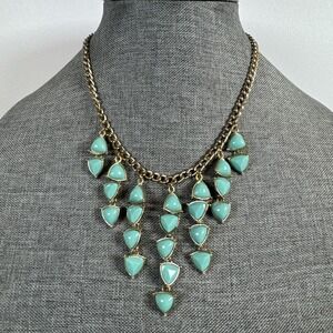 BaubleBar Green Gold tone Bid Necklace 19"